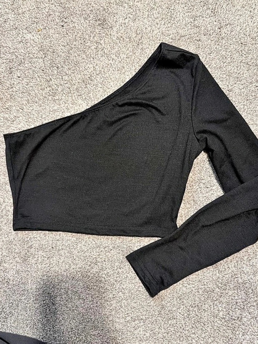 Black One-Shoulder Crop Top